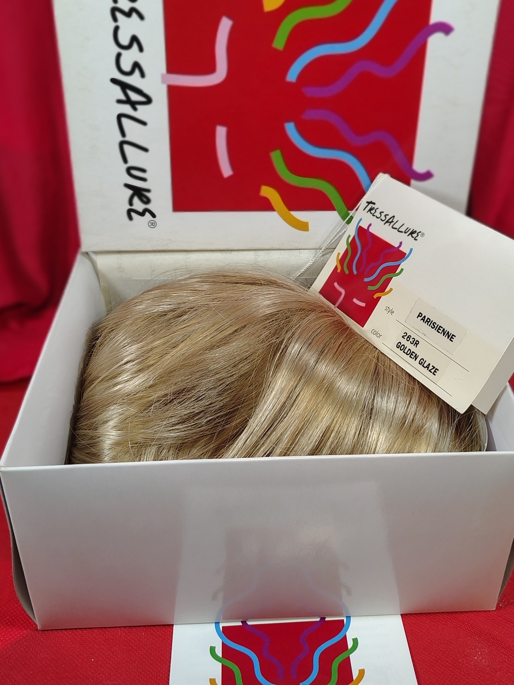 TressAllure Perastini Wig 263R Golden Glaze Rooted Mono Top Bob Bangs NIB NWT.
